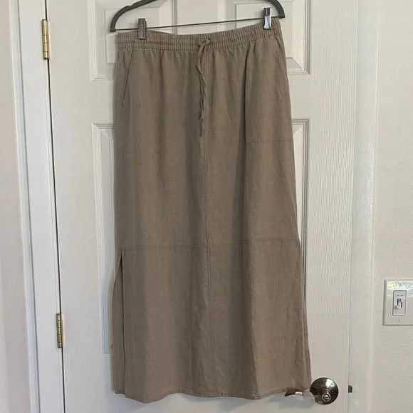 Garnet Hill 100% Linen Maxi Skirt Size10 - Picture 3 of 9